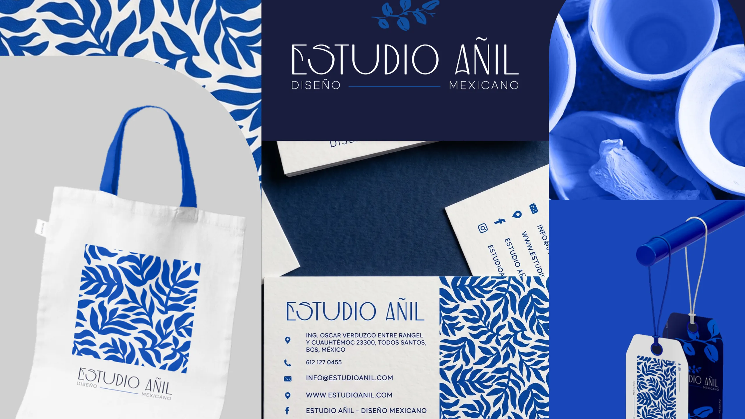 Bolsa de tela, tarjetas y etiquetas de Estudio Añil