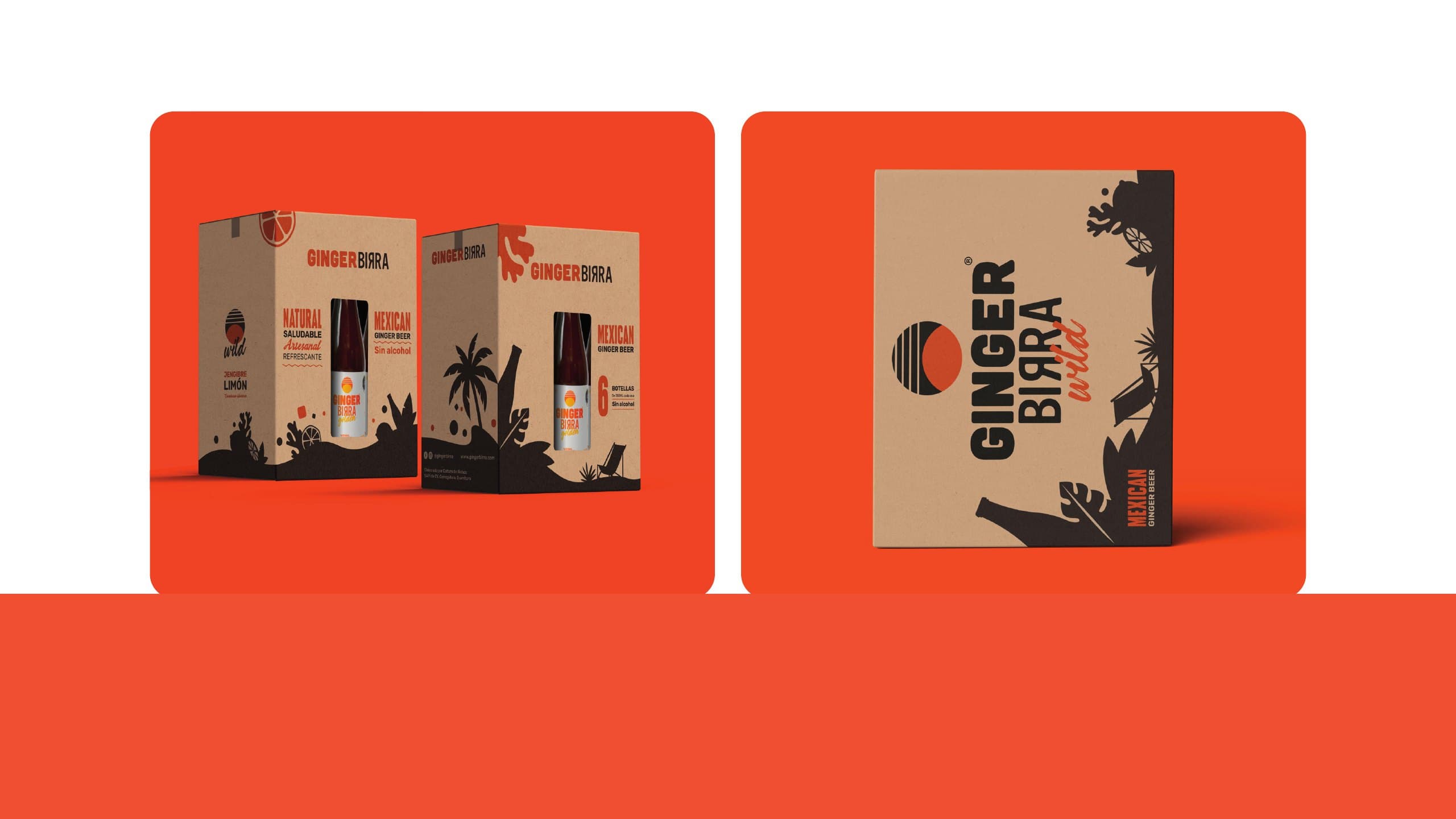 Botellas y empaque de Ginger Birra