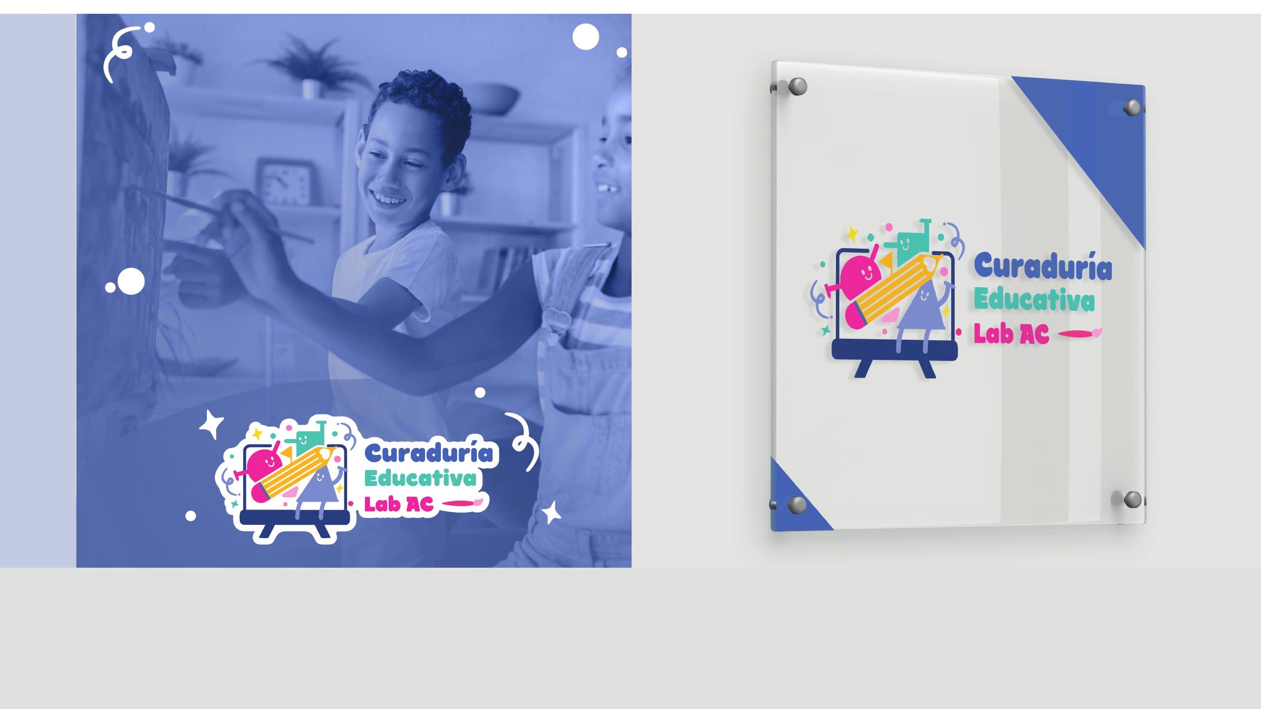 La marca con sus alumnos y la placa, de Curaduría Educativa Lab AC