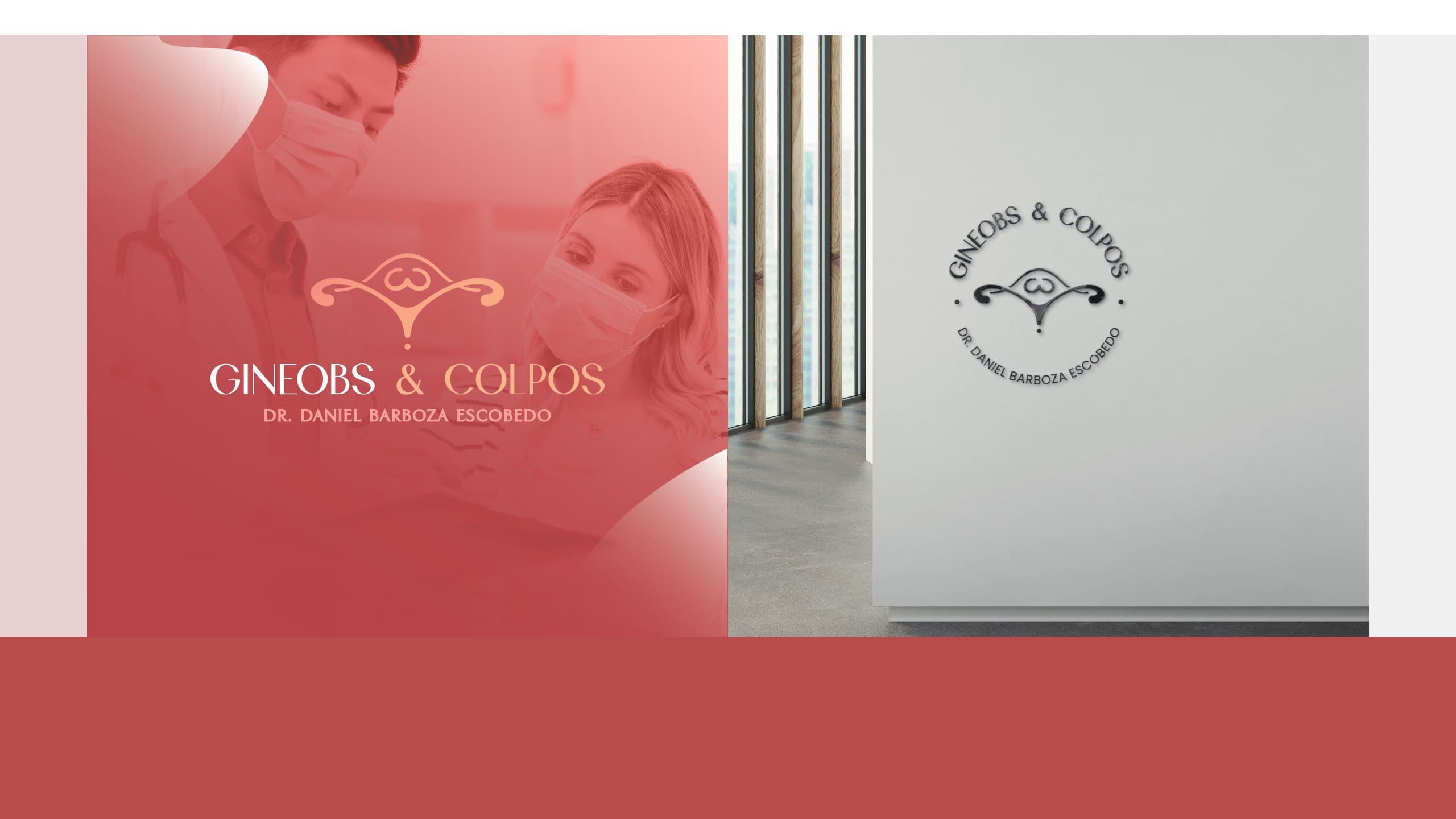 Consulta y logotipo en la recepción, de GineObs & Colpos