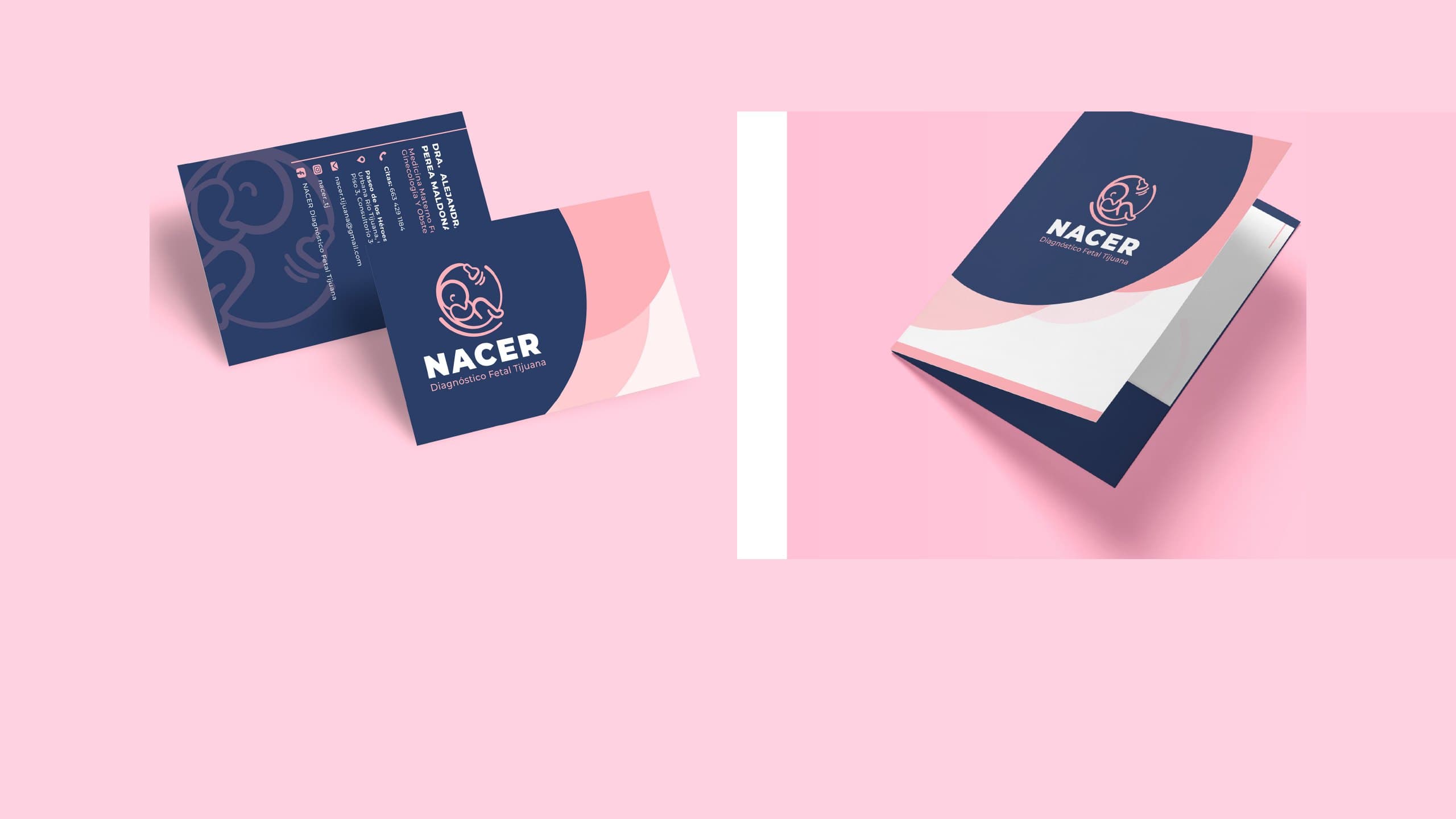 Tarjetas y folder, de NACER