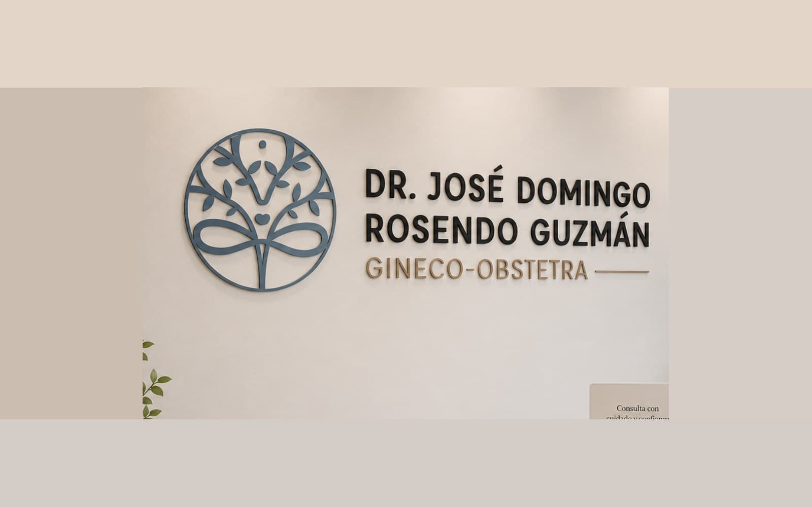 Logotipo en el muro de la consulta, de Dr. José Domingo Rosendo Guzmán