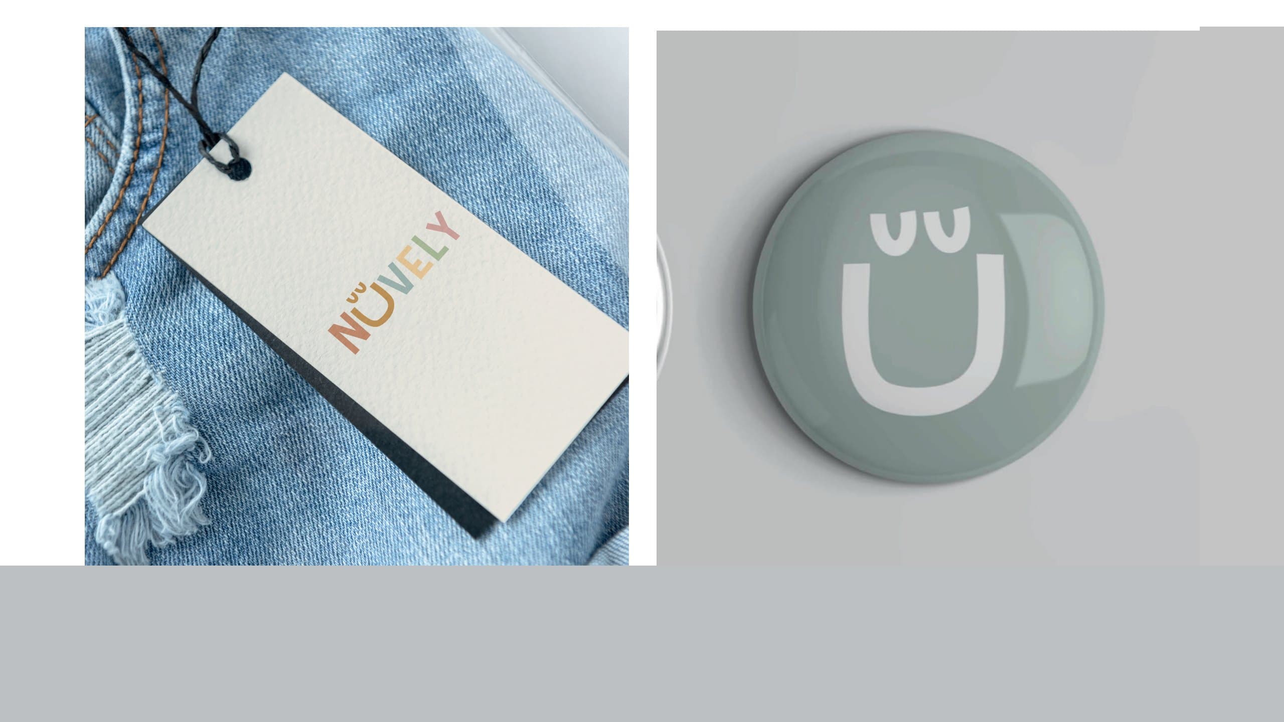 Etiqueta y botón de la marca, de Nuvely