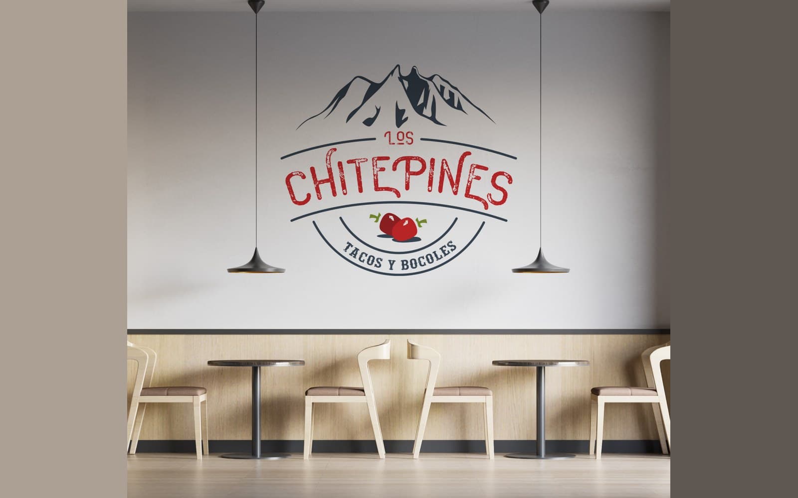 Logotipo en el muro del restaurante, de Chitepines