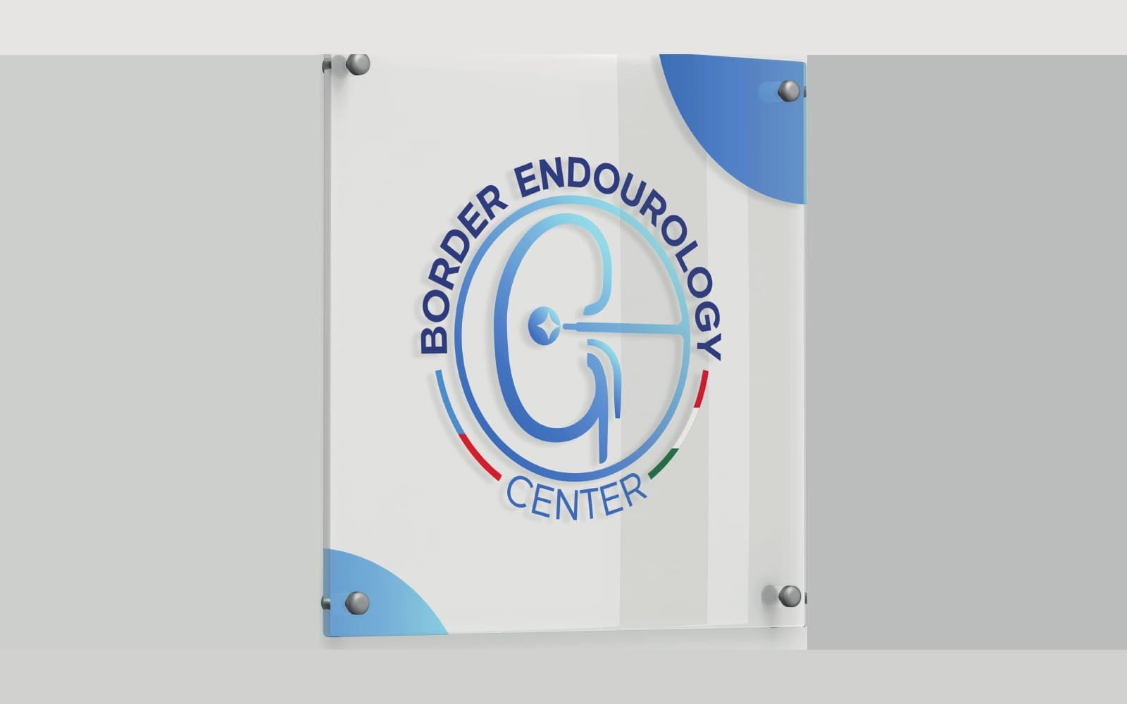 Placa en el muro del consultorio, de Border Endourology Center
