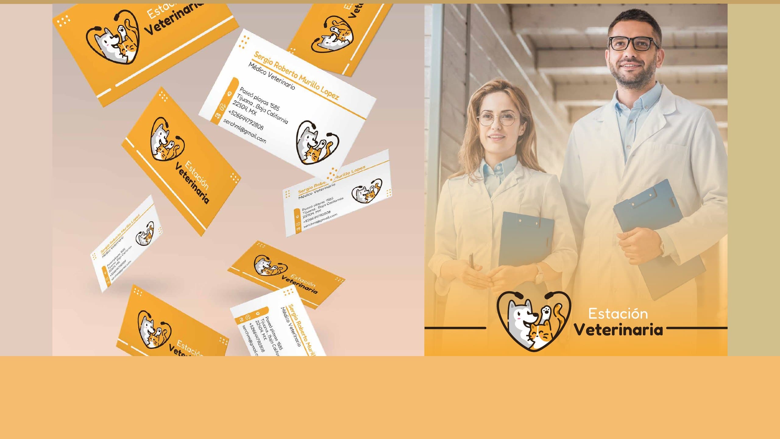 Tarjetas y su equipo médico, de Estación Veterinaria